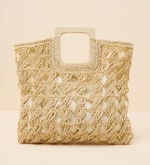 Kenley Beige Raffia Tote Bag